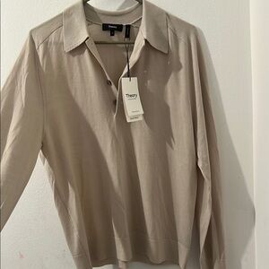 Theory Tan Casual Button Down Shirt